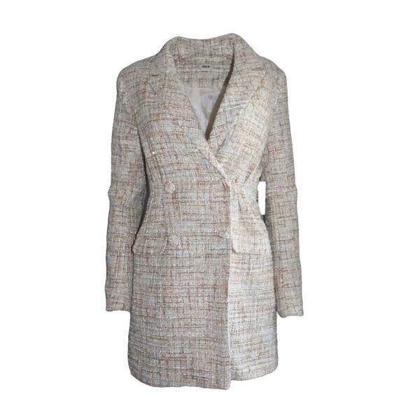 NWOT Jason Wu Jacket Coat Boucle Tweed Cream Double Breast Blazer Sequin… - Picture 1 of 10